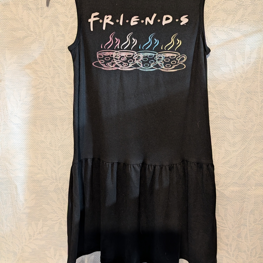Black Sleeveless Kids Dress with Colorful Graphic